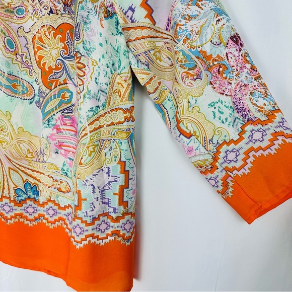 Saint Tropez West | Resort Chic Beachy Queen Paisley Flowy Peasant Top Small - Picture 4 of 8